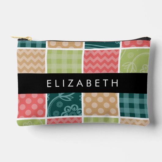 zigzag, Chevron, Gingham, Polka dots, Jouw naam Etui (Voorkant)