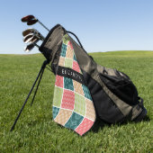 zigzag, Chevron, Gingham, Polka dots, Jouw naam Golfhanddoek (Groen)