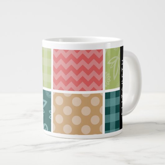 zigzag, Chevron, Gingham, Polka dots, Jouw naam Grote Koffiekop (Voorkant rechts)