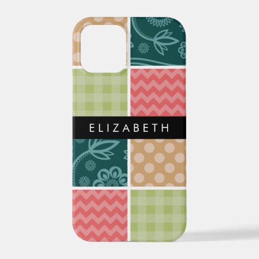 zigzag, Chevron, Gingham, Polka dots, Jouw naam iPhone Hoesje (Achterkant)