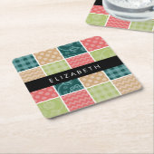 zigzag, Chevron, Gingham, Polka dots, Jouw naam Kartonnen Onderzetters (Schuin)