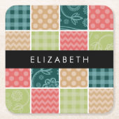 zigzag, Chevron, Gingham, Polka dots, Jouw naam Kartonnen Onderzetters (Voorkant)