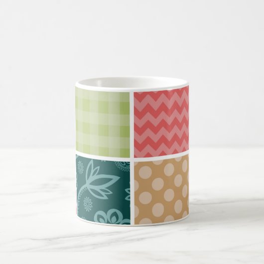 zigzag, Chevron, Gingham, Polka dots, Jouw naam Koffiemok (Center)