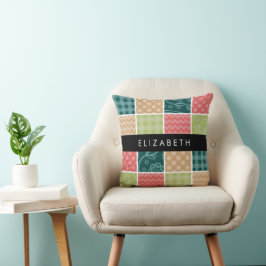 zigzag, Chevron, Gingham, Polka dots, Jouw naam Kussen