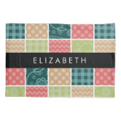 zigzag, Chevron, Gingham, Polka dots, Jouw naam Kussensloop (Achterkant)