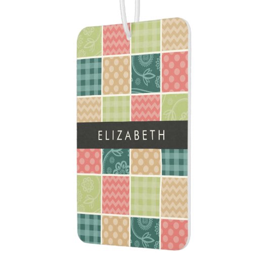 zigzag, Chevron, Gingham, Polka dots, Jouw naam Luchtverfrisser (Links)