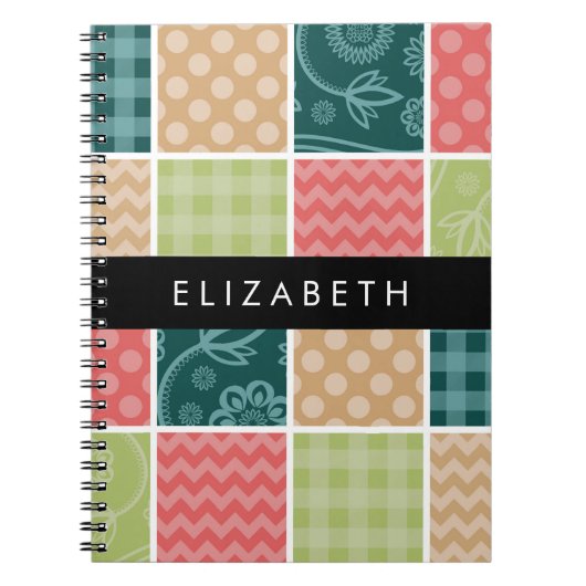 zigzag, Chevron, Gingham, Polka dots, Jouw naam Notitieboek (Voorkant)
