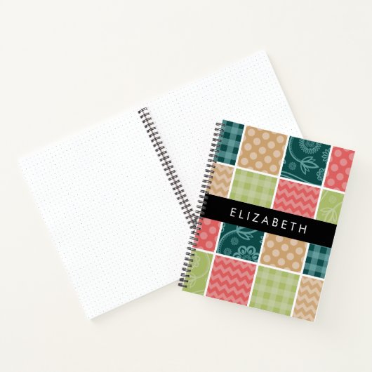 zigzag, Chevron, Gingham, Polka dots, Jouw naam Notitieboek (Binnen)