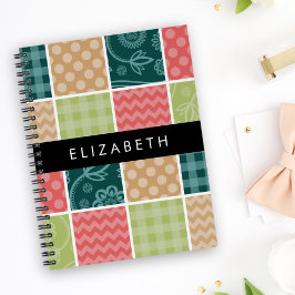 zigzag, Chevron, Gingham, Polka dots, Jouw naam Notitieboek