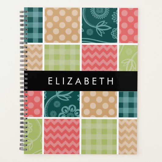 zigzag, Chevron, Gingham, Polka dots, Jouw naam Planner (Voorkant)