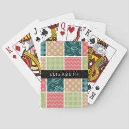 zigzag, Chevron, Gingham, Polka dots, Jouw naam Pokerkaarten