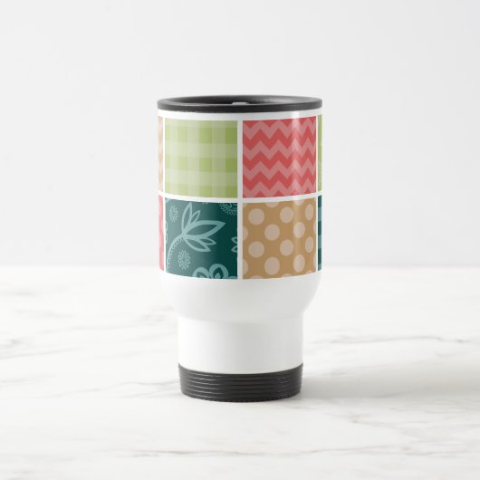 zigzag, Chevron, Gingham, Polka dots, Jouw naam Reisbeker (Center)