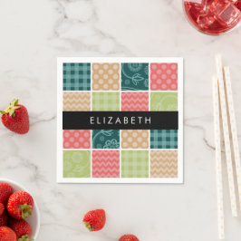 zigzag, Chevron, Gingham, Polka dots, Jouw naam Servet