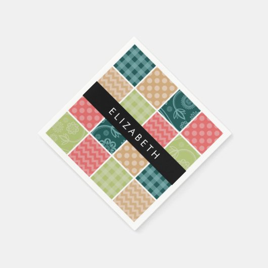 zigzag, Chevron, Gingham, Polka dots, Jouw naam Servet (Hoek)