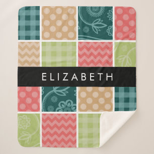 zigzag, Chevron, Gingham, Polka dots, Jouw naam Sherpa Deken