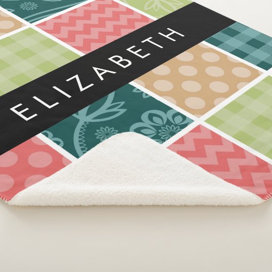 zigzag, Chevron, Gingham, Polka dots, Jouw naam Sherpa Deken (3/4)