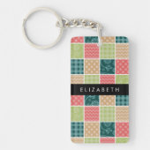 zigzag, Chevron, Gingham, Polka dots, Jouw naam Sleutelhanger (Voorkant)