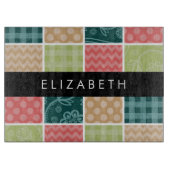 zigzag, Chevron, Gingham, Polka dots, Jouw naam Snijplank (Voorkant)