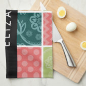 zigzag, Chevron, Gingham, Polka dots, Jouw naam Theedoek (Quarter Fold)