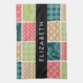 zigzag, Chevron, Gingham, Polka dots, Jouw naam Theedoek (Verticaal)