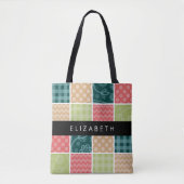 zigzag, Chevron, Gingham, Polka dots, Jouw naam Tote Bag (Voorkant)