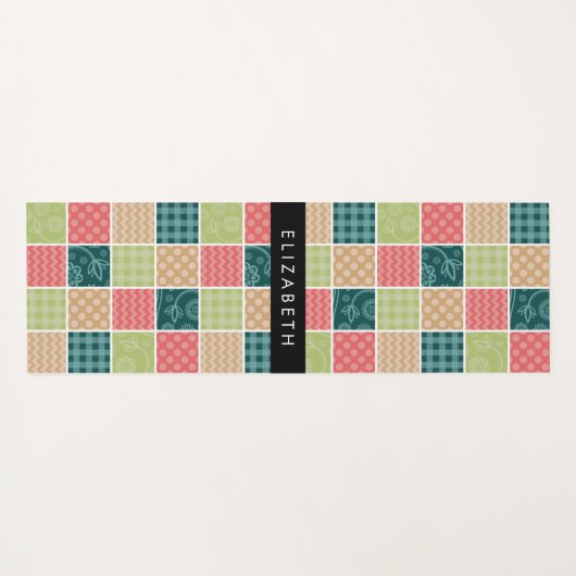 zigzag, Chevron, Gingham, Polka dots, Jouw naam Yogamat (Achterkant (horizontaal))