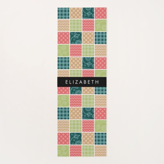 zigzag, Chevron, Gingham, Polka dots, Jouw naam Yogamat (Achterkant)