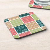 Zigzag, Chevron, Gingham, Polka Dots, Patchwork Bier Onderzetter (Linkerzijde)