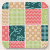 Zigzag, Chevron, Gingham, Polka Dots, Patchwork Bier Onderzetter (Voorkant)