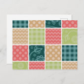 Zigzag, Chevron, Gingham, Polka Dots, Patchwork Briefkaart (Voorkant / Achterkant)