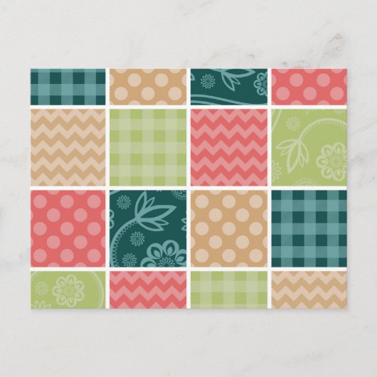 Zigzag, Chevron, Gingham, Polka Dots, Patchwork Briefkaart (Voorkant)