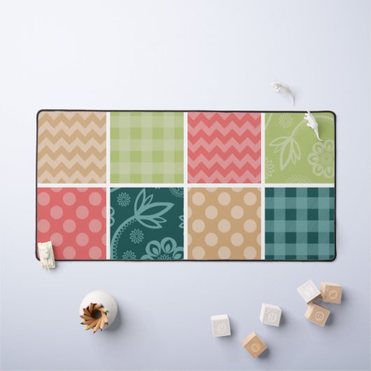 Zigzag, Chevron, Gingham, Polka Dots, Patchwork Bureaumat (Kindertafel)