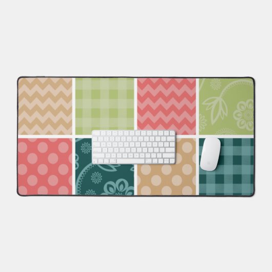 Zigzag, Chevron, Gingham, Polka Dots, Patchwork Bureaumat (Keyboard & Muis)