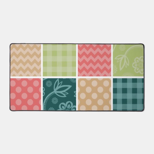 Zigzag, Chevron, Gingham, Polka Dots, Patchwork Bureaumat (Voorkant)