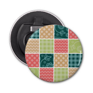 Zigzag, Chevron, Gingham, Polka Dots, Patchwork Button Flesopener