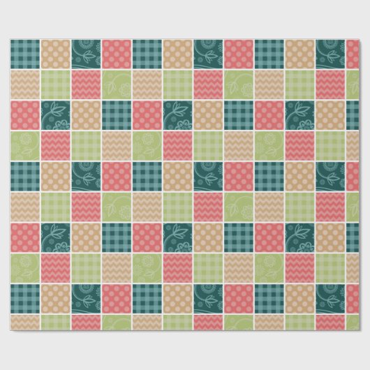 Zigzag, Chevron, Gingham, Polka Dots, Patchwork Cadeaupapier (Vlak)