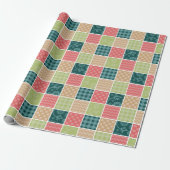 Zigzag, Chevron, Gingham, Polka Dots, Patchwork Cadeaupapier (Uitgerold)