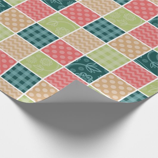Zigzag, Chevron, Gingham, Polka Dots, Patchwork Cadeaupapier (Hoek)