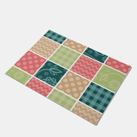 Zigzag, Chevron, Gingham, Polka Dots, Patchwork Deurmat (Schuin)