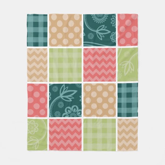 Zigzag, Chevron, Gingham, Polka Dots, Patchwork Fleece Deken (Voorkant)