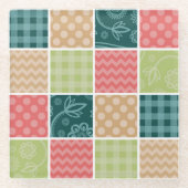 Zigzag, Chevron, Gingham, Polka Dots, Patchwork Glazen Onderzetter (Voorkant)