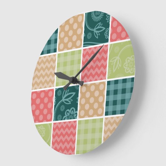 Zigzag, Chevron, Gingham, Polka Dots, Patchwork Grote Klok (Hoek)