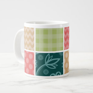 Zigzag, Chevron, Gingham, Polka Dots, Patchwork Grote Koffiekop