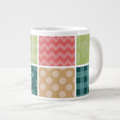 Zigzag, Chevron, Gingham, Polka Dots, Patchwork Grote Koffiekop (Voorkant rechts)