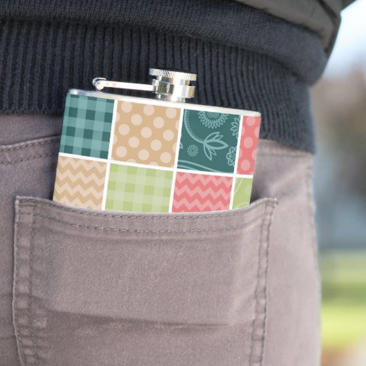 Zigzag, Chevron, Gingham, Polka Dots, Patchwork Heupfles (Voorbeeld)