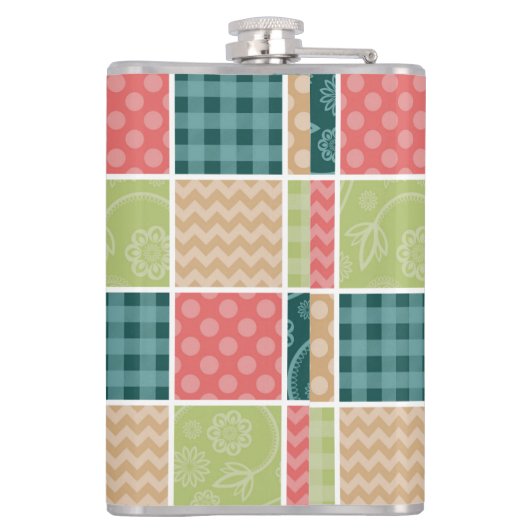 Zigzag, Chevron, Gingham, Polka Dots, Patchwork Heupfles (Achterkant)