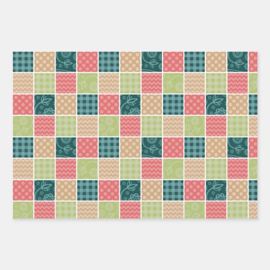 Zigzag, Chevron, Gingham, Polka Dots, Patchwork Inpakpapier Vel (Voorkant)