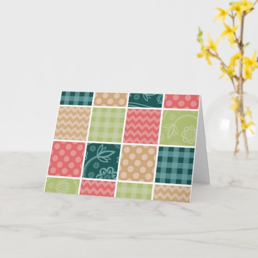 Zigzag, Chevron, Gingham, Polka Dots, Patchwork Kaart (Gele Bloem)