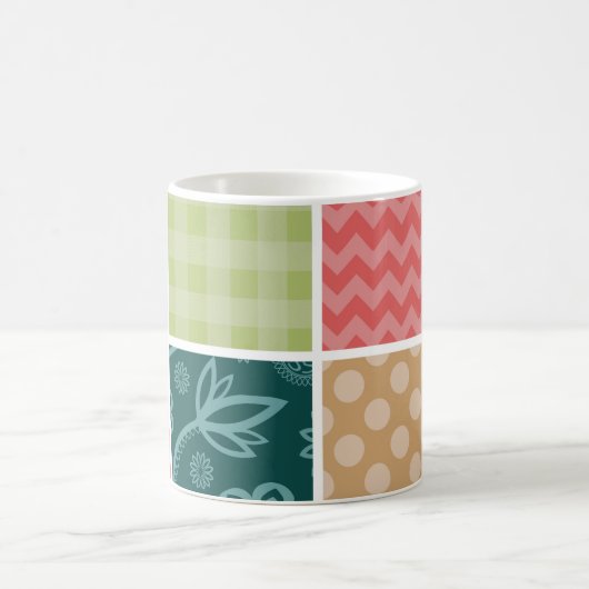 Zigzag, Chevron, Gingham, Polka Dots, Patchwork Koffiemok (Center)