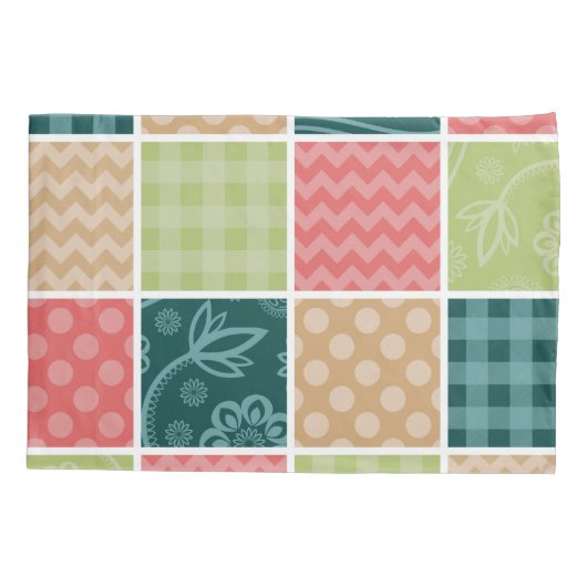 Zigzag, Chevron, Gingham, Polka Dots, Patchwork Kussensloop (Achterkant)